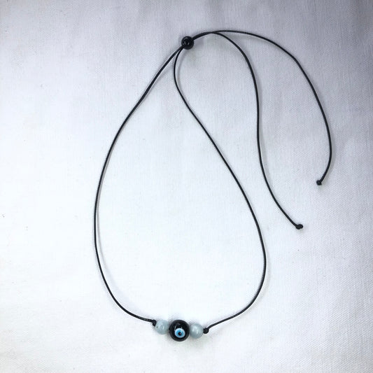 Aquamarine Black Evil Eye pendant