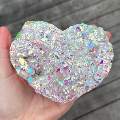 Angel Aura Quartz Large Heart Crystal - Joy, Ethereal, Emotional Healing