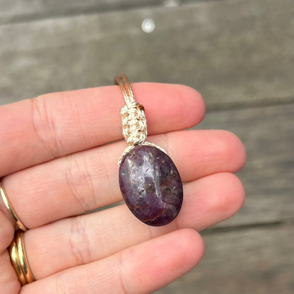 Ruby Woven Oval Pendant #1 - ONE OF A KIND