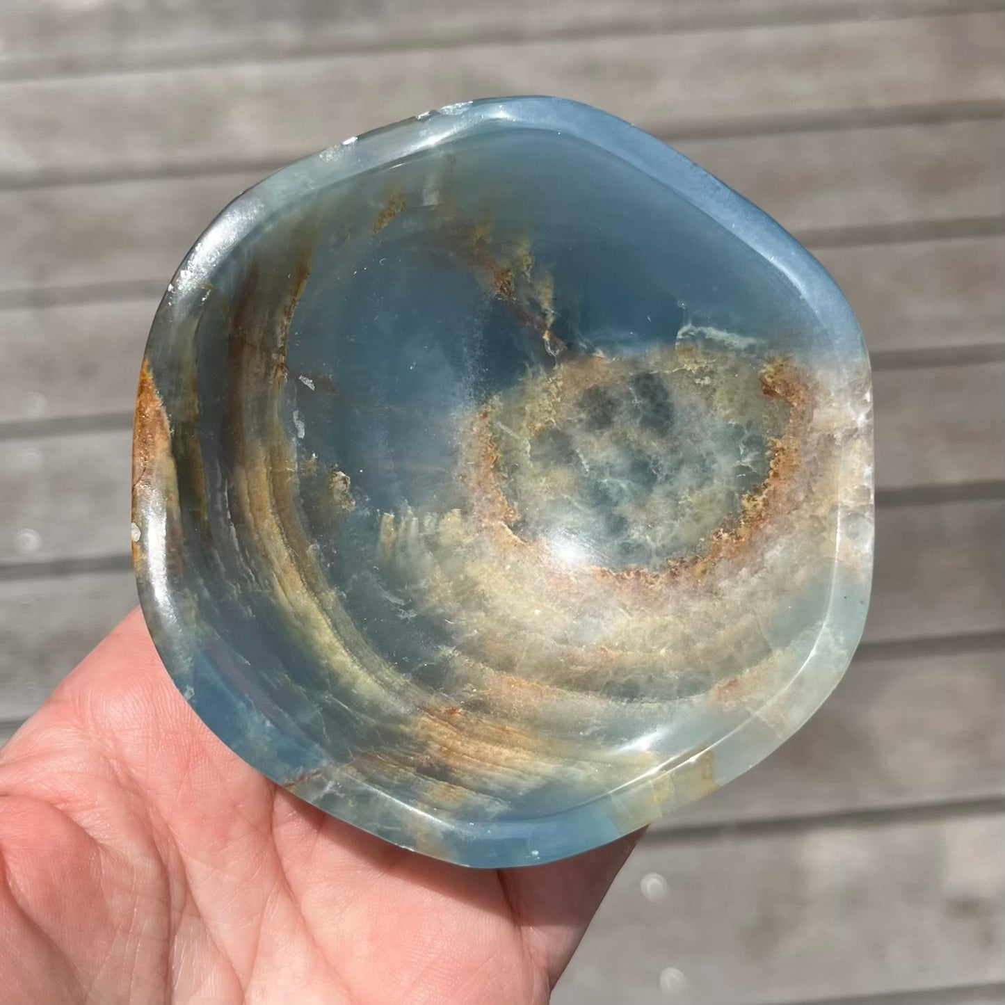 Blue Onyx Medium Crystal Bowl - Calm, Peace, Grounding