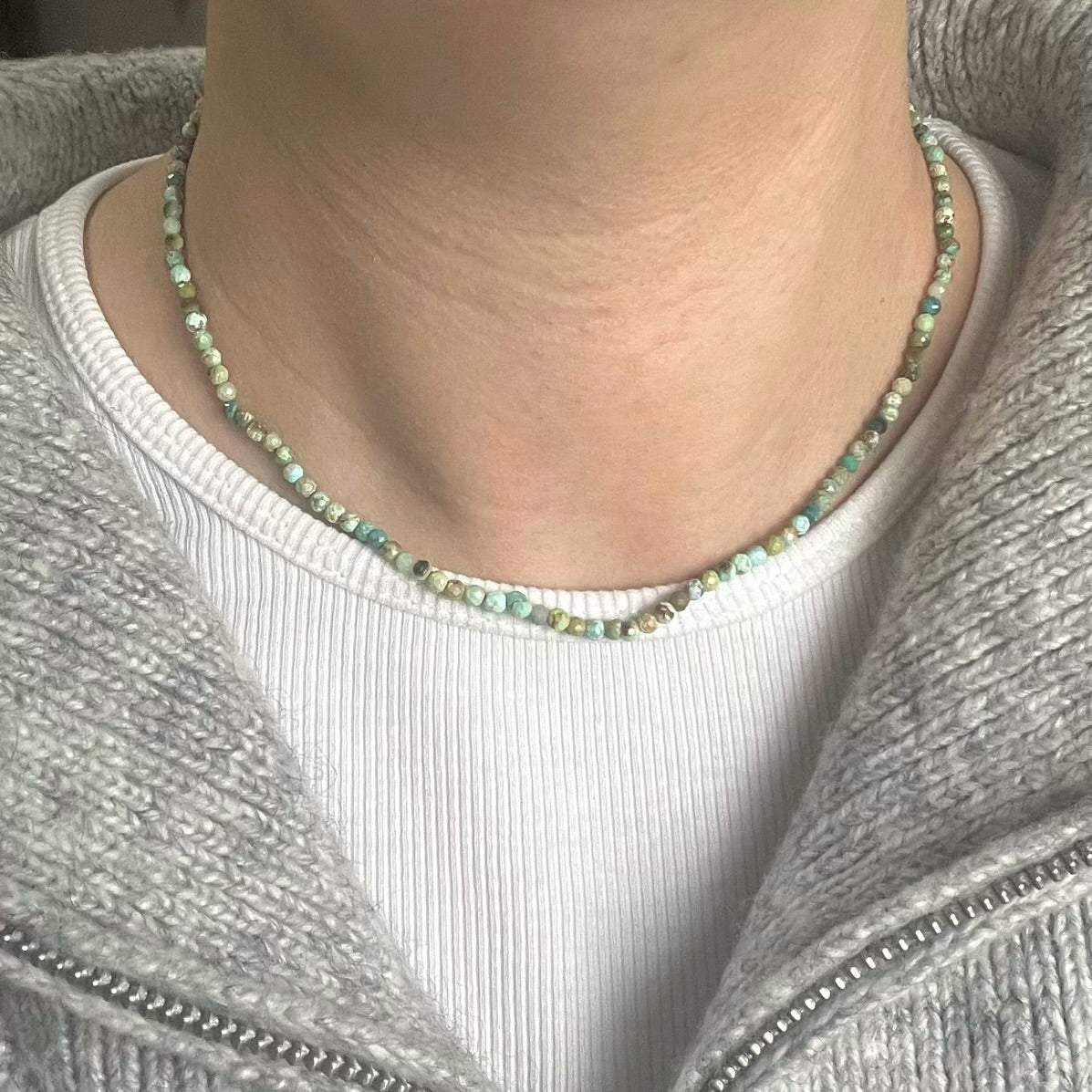 Turquoise 3mm Facet Beaded Necklace - Wisdom
