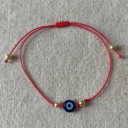 Talisman Evil Eye Red Cord Bracelet - Hematite