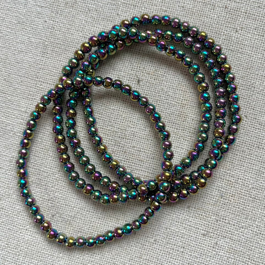 Rainbow Hematite 4mm Beaded Bracelet - Grounding