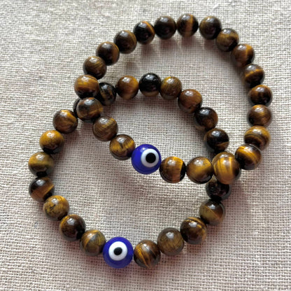 Protection Evil Eye Bracelet - Tiger Eye 8mm