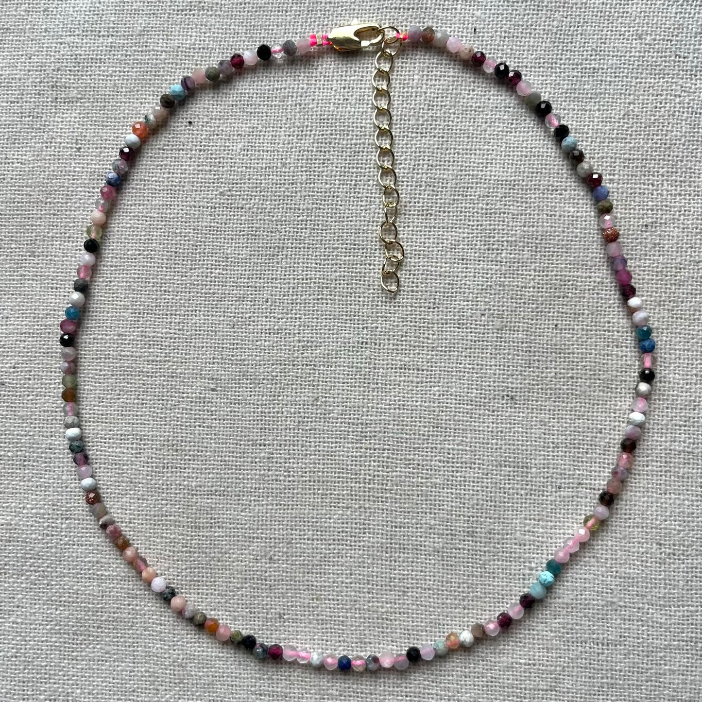 Crystal Mix 3mm Facet Beaded Necklace