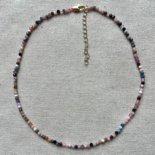 Crystal Mix 3mm Facet Beaded Necklace