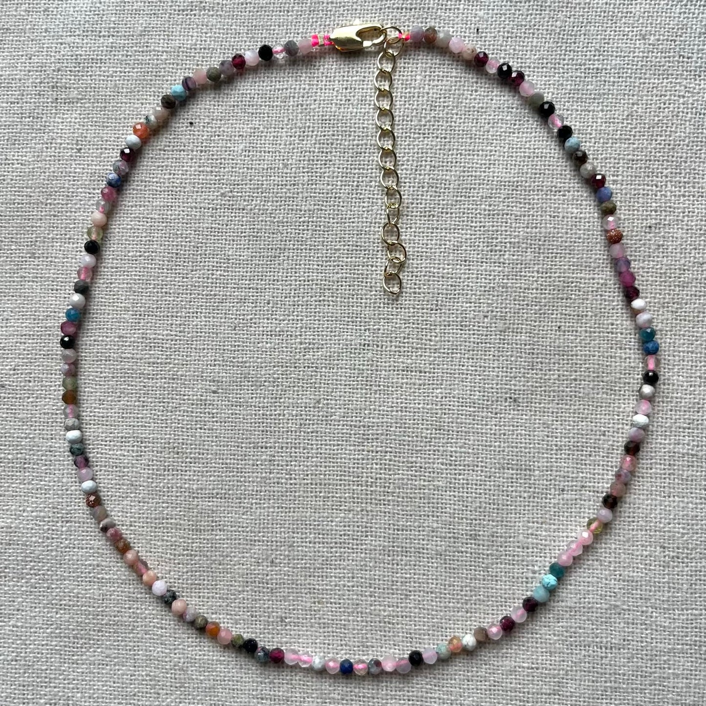 Crystal mix 3mm facet beaded necklace featuring multiple stones — Lithos Crystals