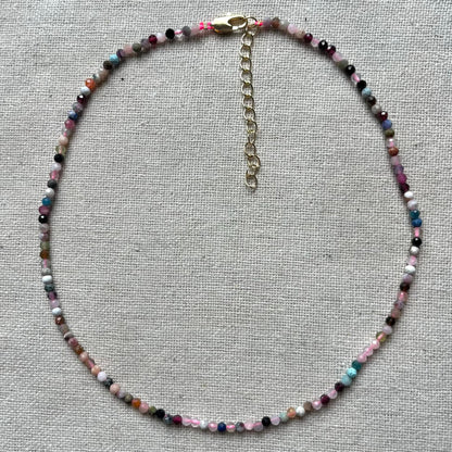Crystal mix 3mm facet beaded necklace featuring multiple stones — Lithos Crystals