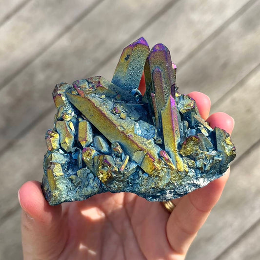Titanium Aura Quartz Cluster Crystal - Medium