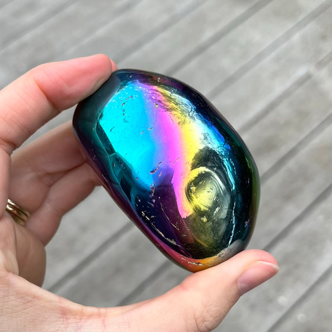 Titanium Aura Quartz Medium Rock Crystal - Vitality, Confidence, Joy