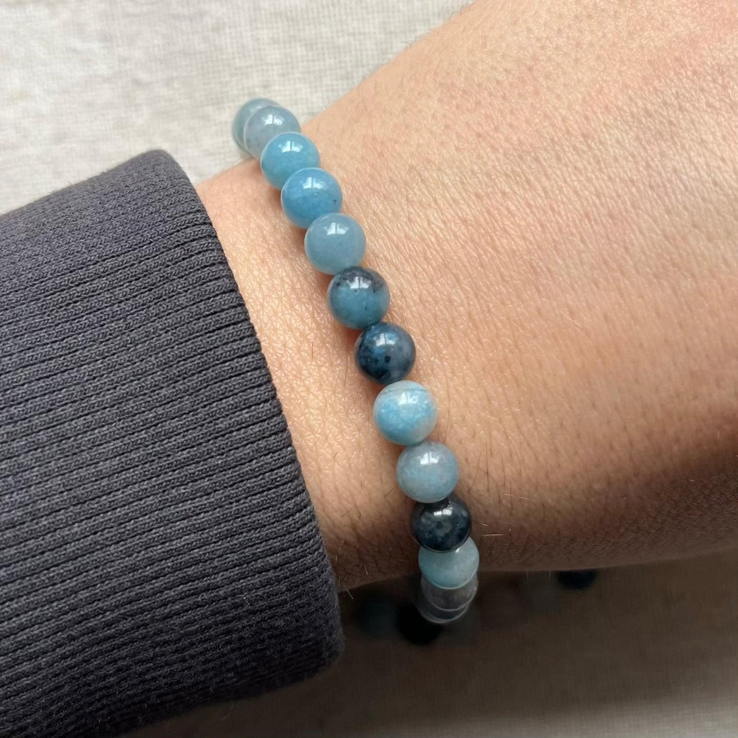 Blue Trolleite 6mm Beaded Bracelet - Inner Wisdom