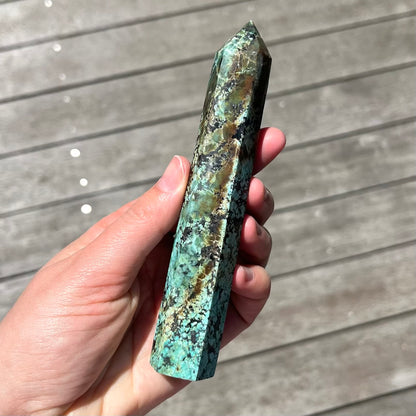 African Turquoise Medium Tower Crystal - Protective, Mystical, Transformative