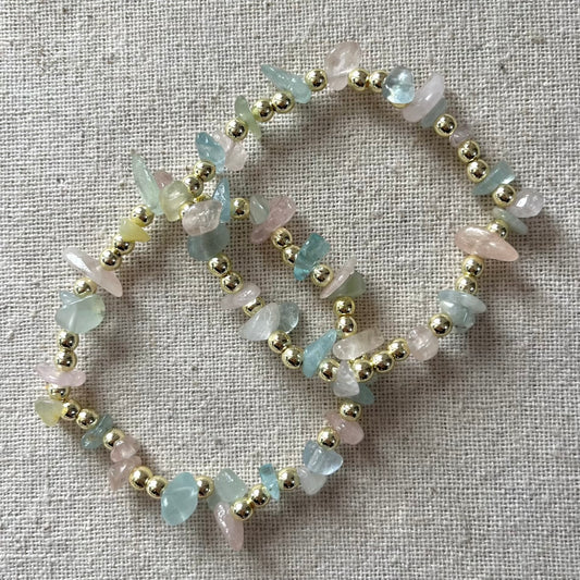 Pretty Protection Bracelet - Morganite & Gold Hematite