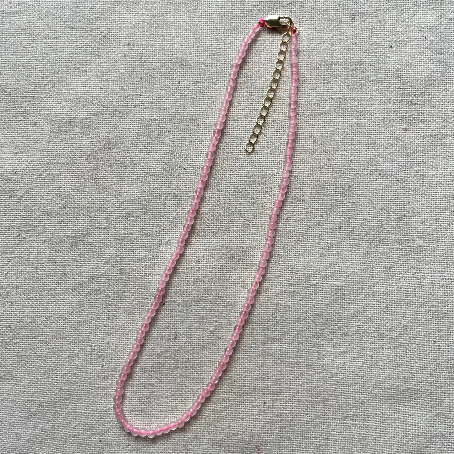 Rose Quartz 3mm Beaded Necklace - Love