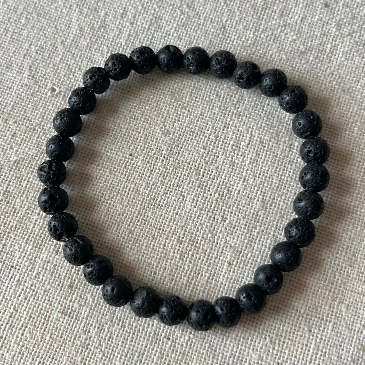 Black Lava Stone 6mm Beaded Bracelet - Strength