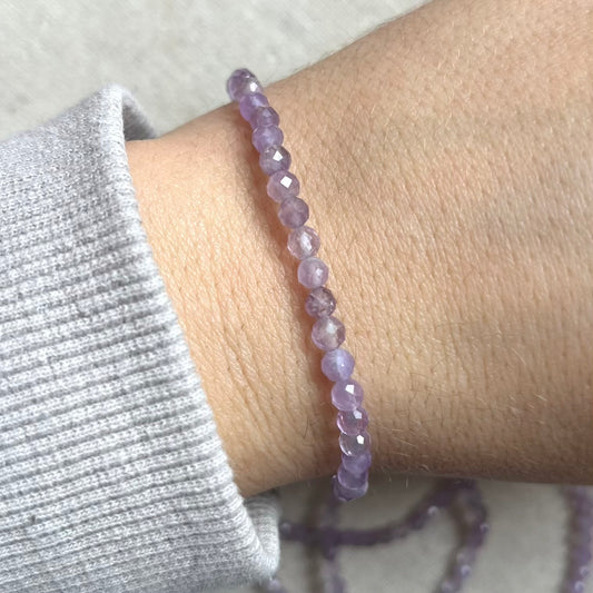 Lavender Amethyst 4mm Facet Beaded Bracelet - Serenity