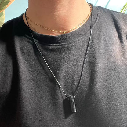 Black Tourmaline Small Raw Stone Pendant - Energetic Protection
