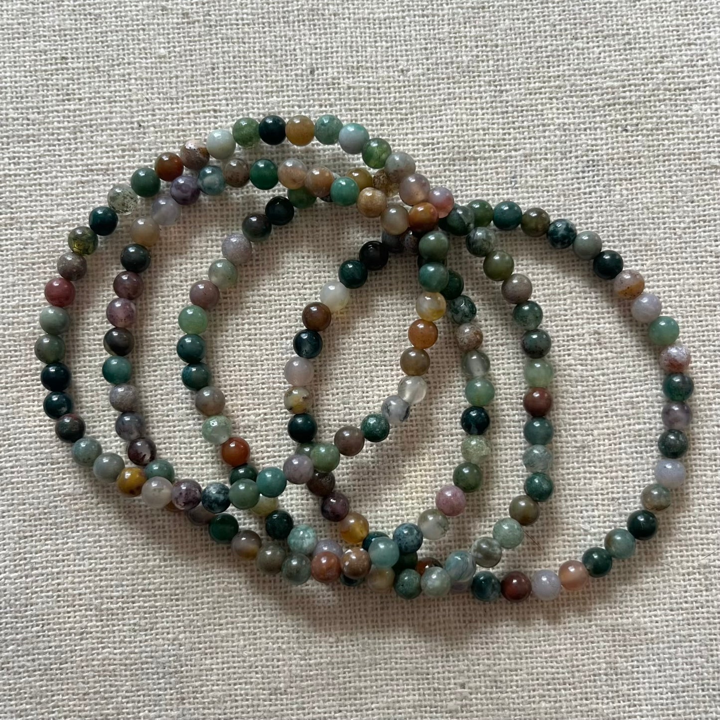 Indian Agate 4mm Beaded Bracelet - Stabalising