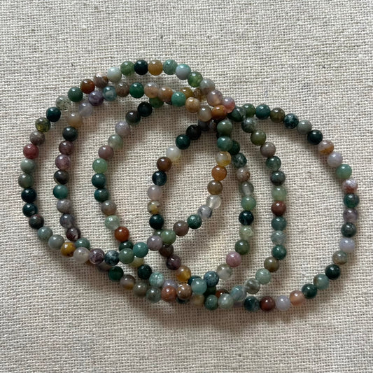 Indian Agate 4mm Beaded Bracelet - Stabalising