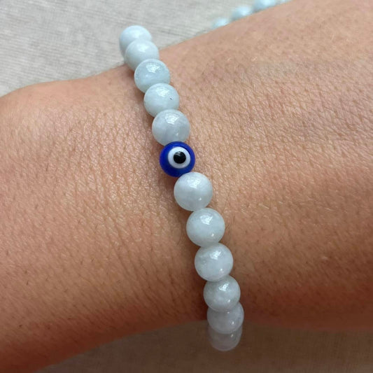 Protection Evil Eye Bracelet - Aquamarine 6mm