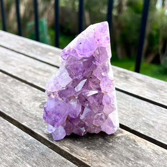 Amethyst Medium Base-Cut Crystal -  Calm, Protection & Balance