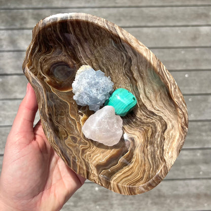 Chocolate Calcite Large Crystal Bowl - Grounding, Healing, Confidence