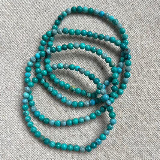 Turquoise 4mm Beaded Bracelet - Wisdom