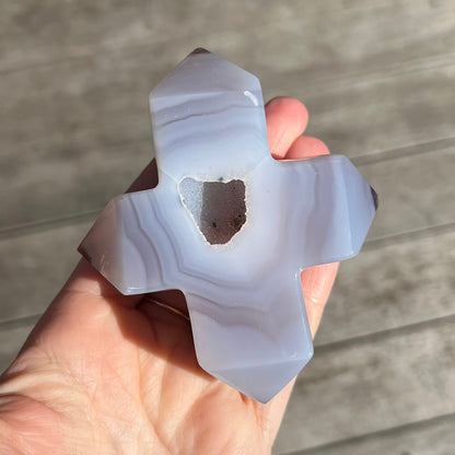 Agate Medium Cross Crystal - Grounding, Harmonising, Protective
