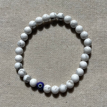 Protection Evil Eye Bracelet - Howlite 6mm