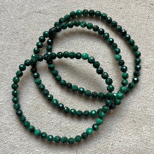Malachite 4mm Facet Beaded Bracelet - Transformation