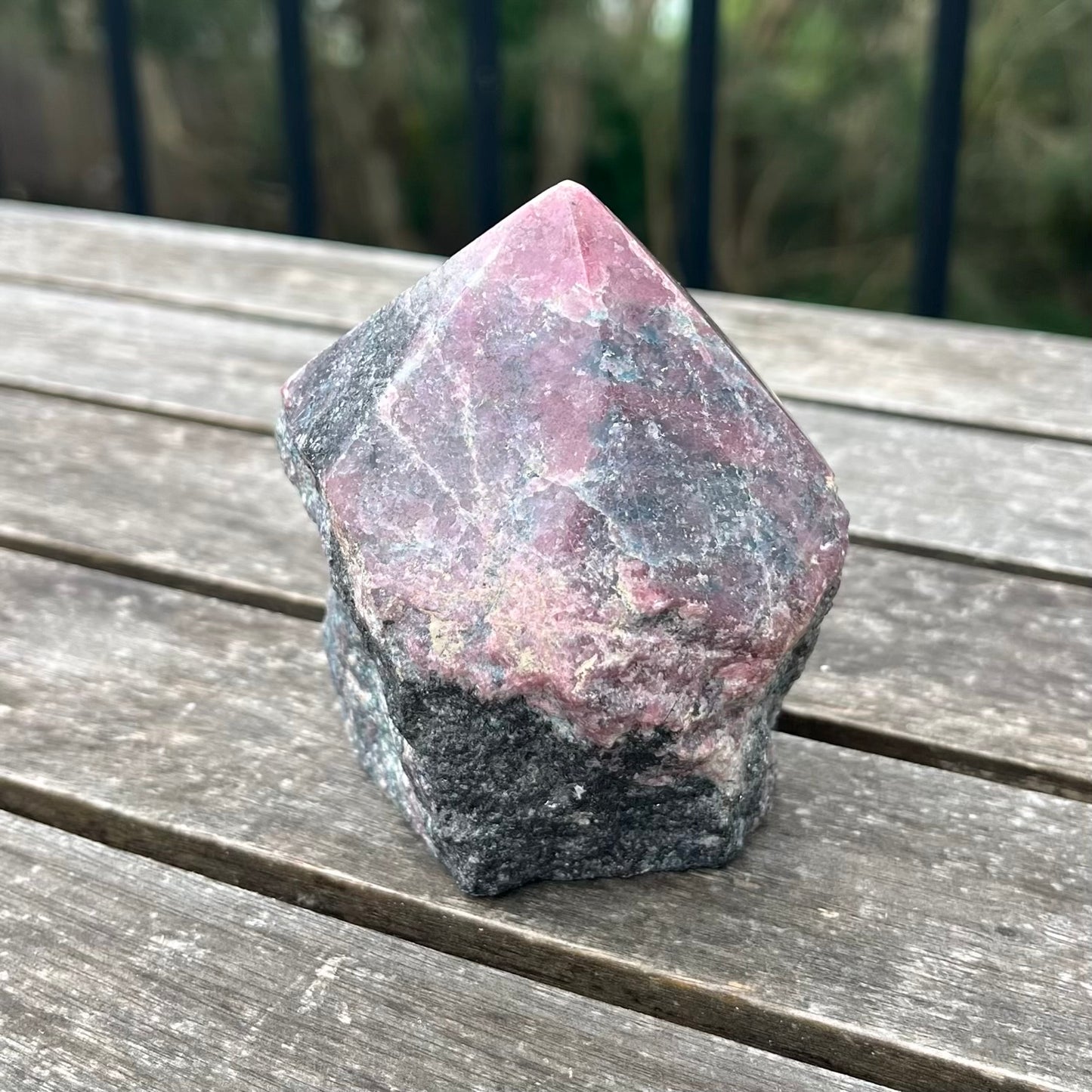Black Vein Rhodonite Raw Point Crystal - Compassion, Love
