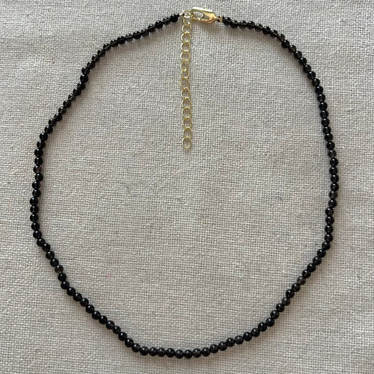 Smoky Quartz 3mm Beaded Necklace - Grounding