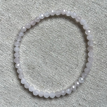 Rose Quartz 4mm Facet Beaded Bracelet - Love