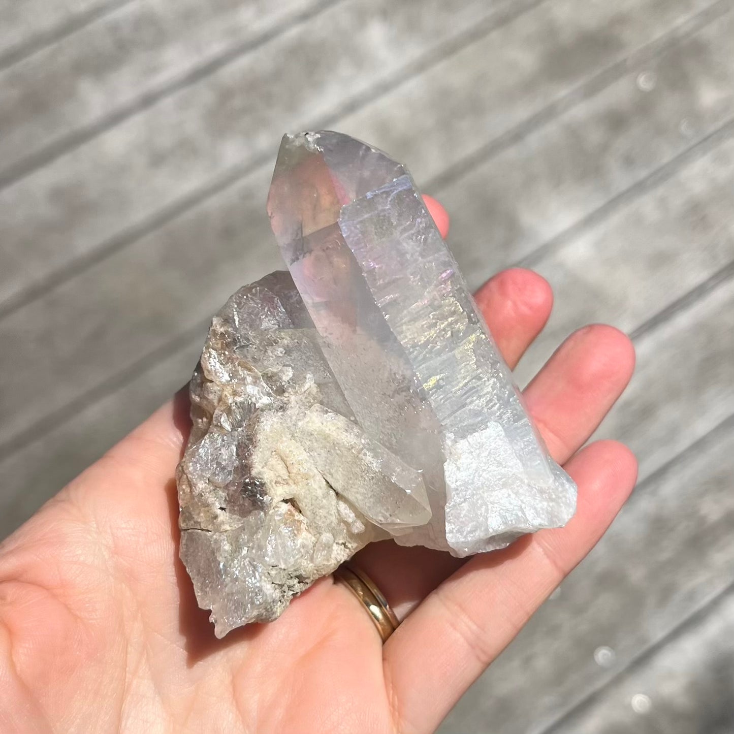 Angel Aura Quartz Small Raw Point Crystal - Ethereal, Uplifting, High-Vibe