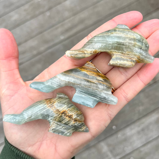 Blue Onyx Small Dolphin Crystal - Calm, Peace, Grounding