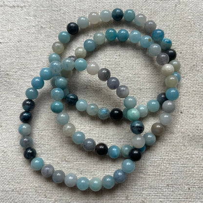 Blue Trolleite 6mm Beaded Bracelet - Inner Wisdom