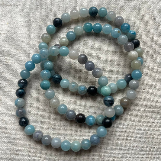 Blue Trolleite 6mm Beaded Bracelet - Inner Wisdom