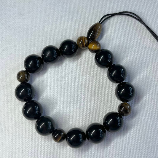 Obsidian Komboloi Worry Bead Bracelet