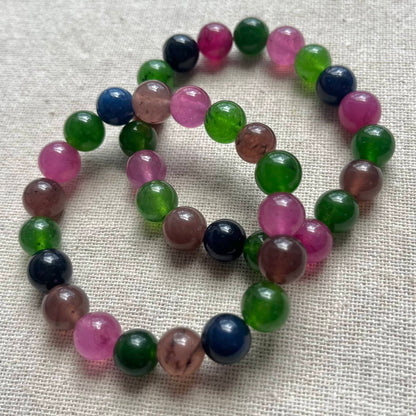 Multicoloured Tourmaline 10mm Beaded Bracelet - Balance