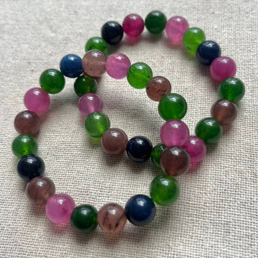 Multicoloured Tourmaline 10mm Beaded Bracelet - Balance