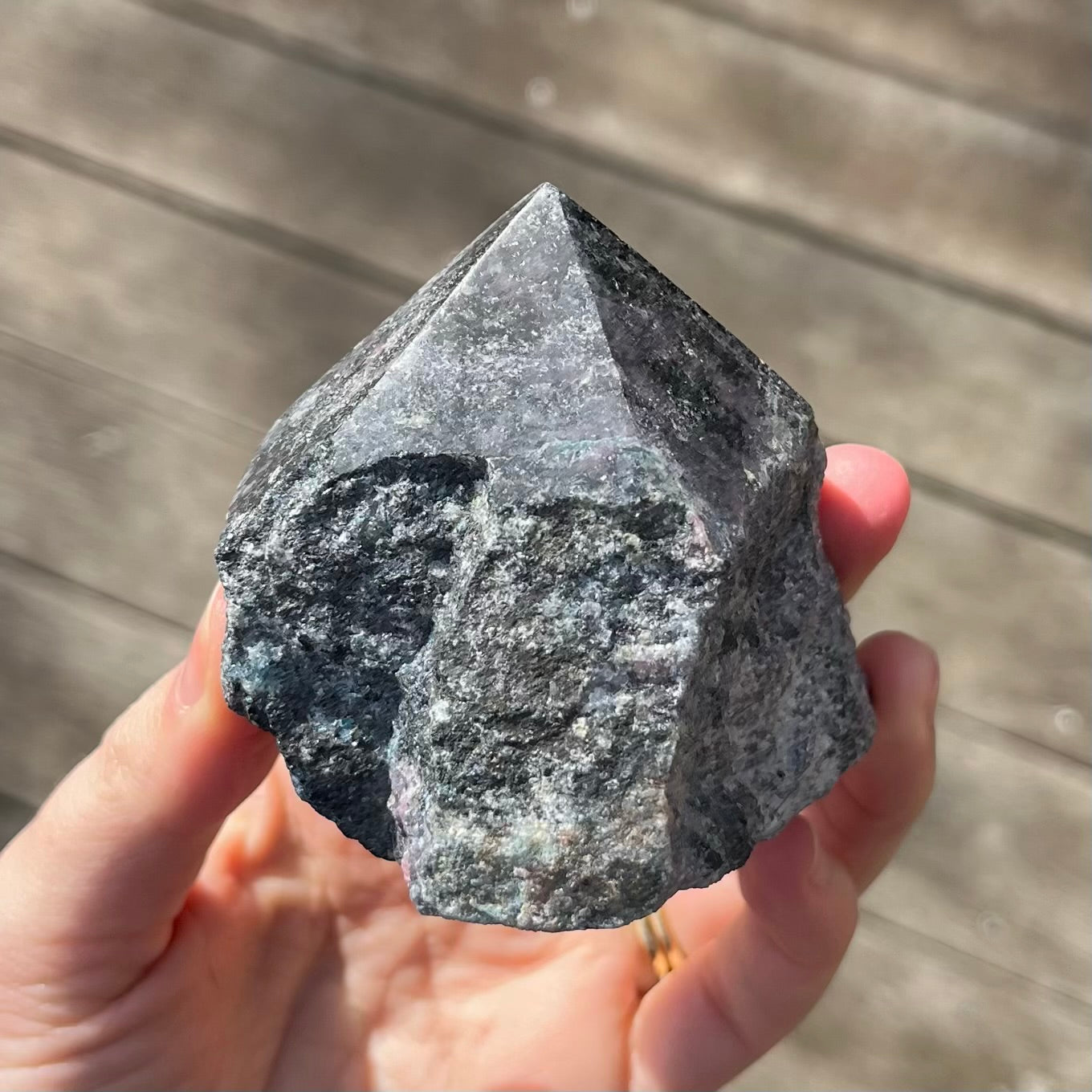 Black Vein Rhodonite Raw Point Crystal - Compassion, Love