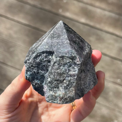Black Vein Rhodonite Raw Point Crystal - Compassion, Love