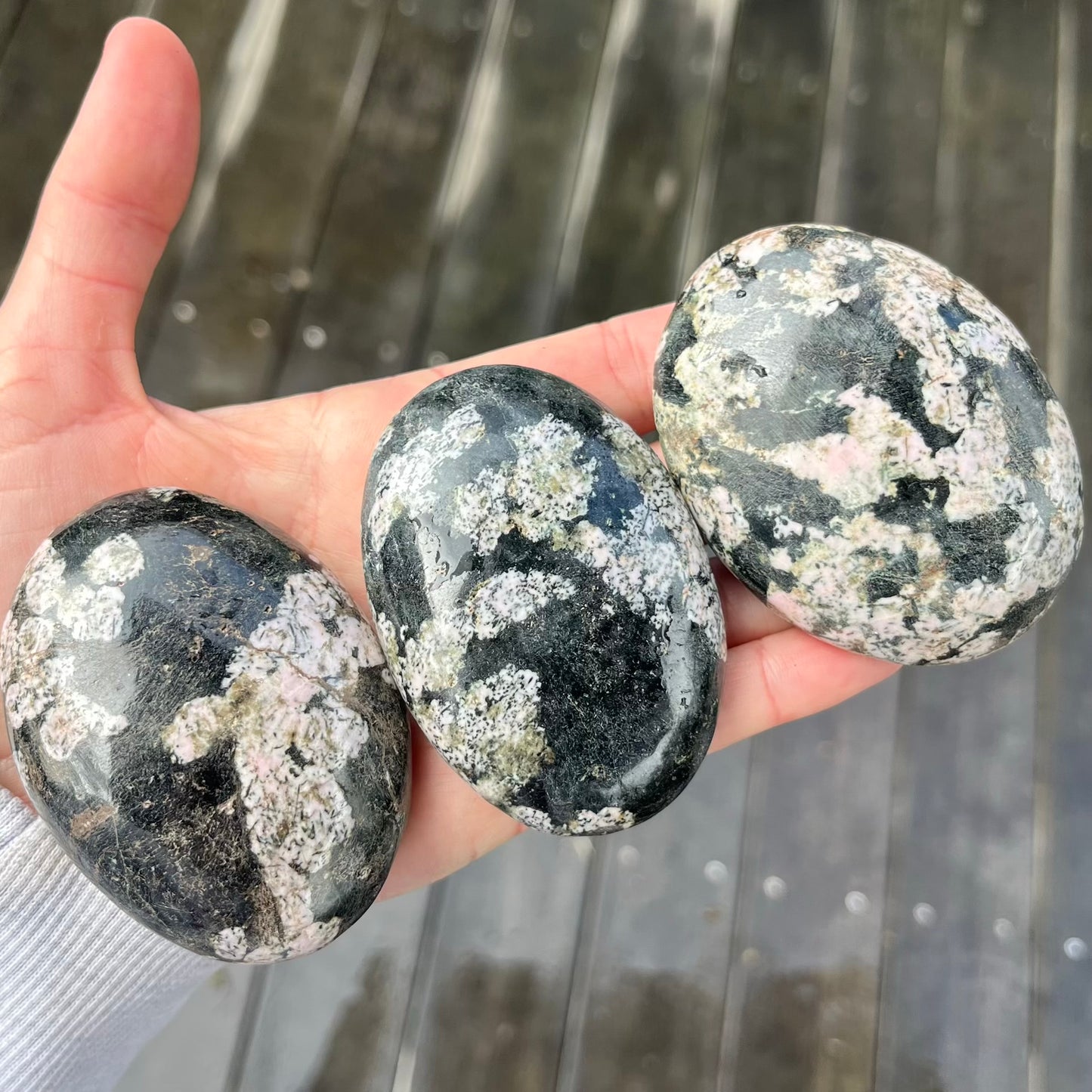 Pudding Stone Palm Stone Crystal - Resilience, Strength