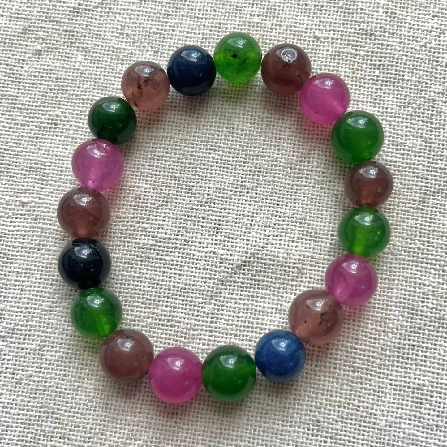 Multicoloured Tourmaline 10mm Beaded Bracelet - Balance