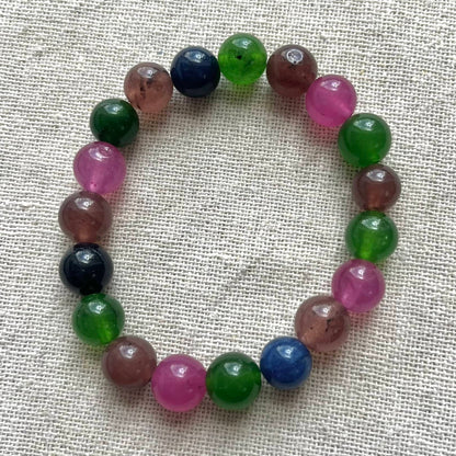 Multicoloured Tourmaline 10mm Beaded Bracelet - Balance