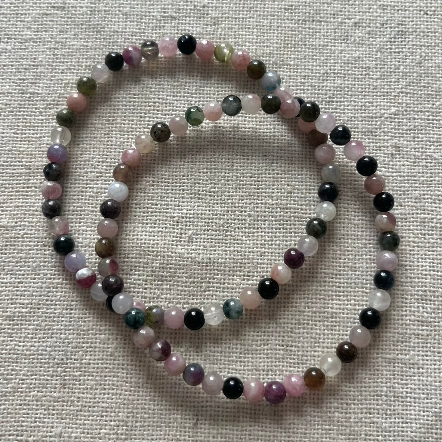 Rainbow Tourmaline 4mm Beaded Bracelet - Balance