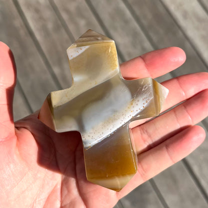Agate Medium Cross Crystal - Grounding, Harmonising, Protective