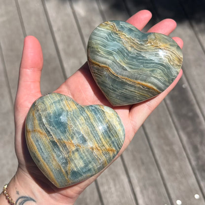 Blue Onyx Large Heart Crystal - Calm, Peace, Grounding