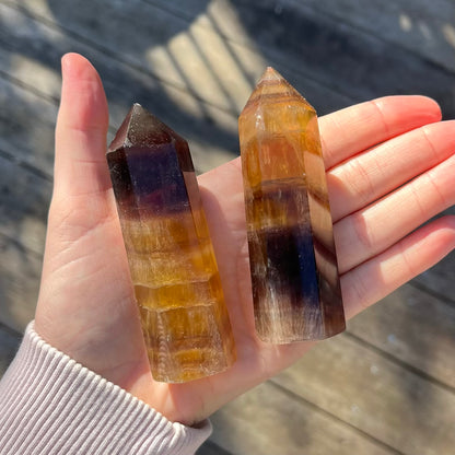 Golden Fluorite Medium Point Crystal - Clarity, Growth