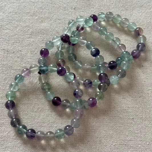 Rainbow Fluorite 8mm Beaded Bracelet - Clarity